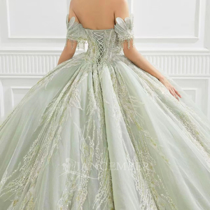 Vestido de Quinceañera de Gala con Escote Corazón, Apliques Bordados, Color Caramelo, Largo hasta el Suelo, Estilo Fiesta con Cuentas, para Cumpleaños - Product Image 2