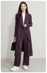 เสื้อคลุมคาร์ดิแกนสไตล์เกาหลีแบบลำลอง จีบยาว ลายข้าวหลามตัด สำหรับผู้หญิง ดีไซน์หรูหรา ทรงหลวม เป็นมิตรกับสิ่งแวดล้อม ผ้าไม่ยับ เหมาะสำหรับขายในตลาดนัด - Product Image 4