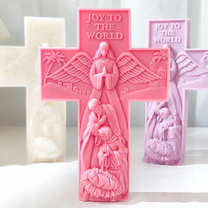 Moule à bougie en silicone Croix d'Ange Catholique Chrétien Religieux Statue Décorations Moule à couler DIY Aromathérapie Fabrication de bougies - Product Image 4