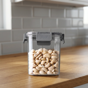 ANAX Clear Airtight Plastic <b>Storage</b> Jar Press Lock Food <b>Container</b> 2 PCS Set Fridge Organizer <b>Stackable</b> 900ml Kitchen Pantry Bin - Product Image 2