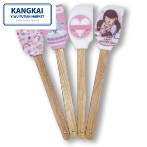 Lot de 3 spatules de cuisine en silicone écologiques antiadhésives, nouveau design tendance, avec logo personnalisé, style <span class=keywords><strong>chinois</strong></span> imprimé, outils de pâtisserie - Product Image 1