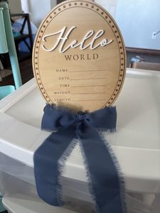 Personnalisé en bois Hello World nouveau-né signe <span class=keywords><strong>de</strong></span> bienvenue Plaques <span class=keywords><strong>de</strong></span> nom <span class=keywords><strong>de</strong></span> <span class=keywords><strong>naissance</strong></span> pour accessoires Photo douche hôpital pépinière - Product Image 5