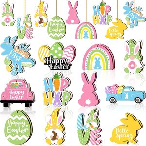 DAMAI Eco-Friendly Happy <b>Easter</b> Decoration Dwarf Rabbit Chick Cutout Hand Painted Wooden Ornament <b>Easter</b> Gifts - Product Image 1