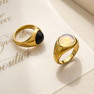 Bague en acier inoxydable avec <span class=keywords><strong>pierre</strong></span> naturelle, agate <span class=keywords><strong>opale</strong></span>, malachite, bijoux pour femmes, anillos de piedra bague <span class=keywords><strong>pierre</strong></span> naturelle - Product Image 2