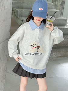 <span class=keywords><strong>FACK</strong></span> Dos sudaderas casuales de niña linda con patrones de dibujos animados de perros de solapa cálidos hechos de algodón para primavera otoño - Product Image 6