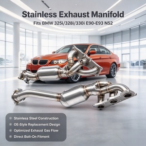 ท่อร่วมไอเสีย Flow Optimized Ss304 สำหรับ BMW 325i/328i/<span class=keywords><strong>330i</strong></span> (E90-E93) <span class=keywords><strong>N52</strong></span> 2.5/3.0L ปี 2005-2013 ช่วยเพิ่มกำลังรอบเครื่องยนต์ช่วงกลางถึงสูง - Product Image 1