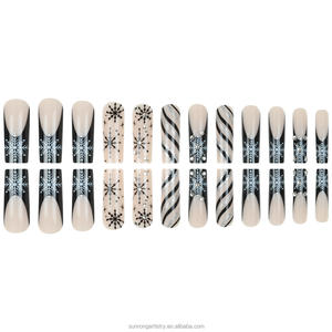 Puntas de <span class=keywords><strong>Uñas</strong></span> Estilo Francés, Puntas de <span class=keywords><strong>Uñas</strong></span> <span class=keywords><strong>Semipermanentes</strong></span>, <span class=keywords><strong>Uñas</strong></span> Artificiales, Paquete al por Mayor de 24 Piezas - Product Image 3