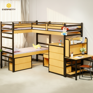 <span class=keywords><strong>Lit</strong></span> superposé personnalisé pour dortoir scolaire, mobilier de conception moderne pour auberge et appartement, <span class=keywords><strong>lit</strong></span> de chambre d'enfant avec bureau et chaise pour trois enfants - Product Image 1