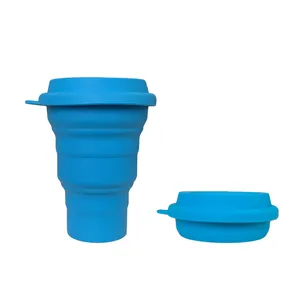 Copo de café dobrável pequeno de silicone 420ml, copo de café personalizado de qualidade superior