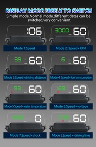 5 pouces taille de l'écran C500 voiture OBD2 Hud affichage tête haute système d'alarme de réchauffement de survitesse Scanner automatique - Product Image 6