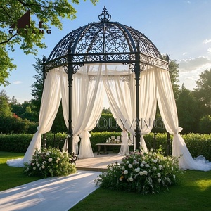Pavillon de jardin de luxe de style occidental QUYANG, grand pavillon en fer forgé noir avec toit en dôme pour la décoration extérieure de villas - Product Image 3