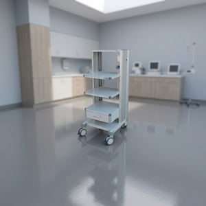Chariot d'endoscopie hospitalier moderne CLEBER ETA 1030 en acier inoxydable robuste, réglable, silencieux, installation facile - Product Image 3