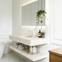 Lavabo double en pierre de quartz résistant aux rayures et aux taches, facile à nettoyer, en surface solide, durable et non absorbant pour salle de bain
