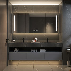 <span class=keywords><strong>Meuble</strong></span> <span class=keywords><strong>de</strong></span> <span class=keywords><strong>salle</strong></span> <span class=keywords><strong>de</strong></span> <span class=keywords><strong>bain</strong></span> moderne et <span class=keywords><strong>simple</strong></span> <span class=keywords><strong>de</strong></span> luxe léger, tout-en-un, en bois massif, avec lavabo et table à laver - Product Image 2