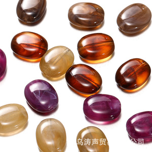Perles ovales en acrylique imitation pierre pour la fabrication de bracelets, mélange de couleurs aléatoires, vente en gros, perles en vrac, taille 10 mm - Product Image 1