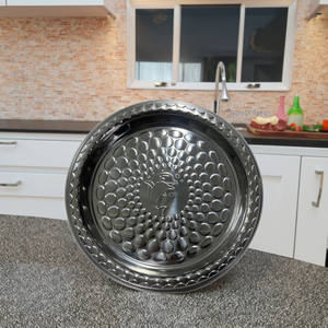 Fabriek Directe Verkoop Roestvrijstalen Plaat Verdikte Bakplaat Schijf Food Fruit Lade Platte Bodem Reliëf Dolfijn Plaat - Product Image 5