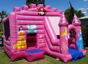 Jeux d'extérieur gonflable pour enfants, parc d'attractions extérieur, château princesse rose, toboggan, pour filles, maison à rebond pour cérémonies - Product Image 4