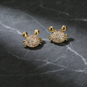 Dainty Cubic Zirconia Paved Cute Animal <strong>Jewelry</strong> 14K Delicate Gold Plated Earrings Minimalist <strong>Crab</strong> Studs with Sparkling CZ - Product Image 3