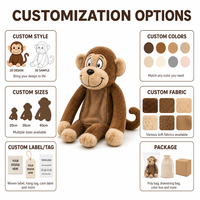 Peluche singe personnalisée directement de l'usine, rembourrage en coton PP, cadeau d'anniversaire pour marques IP originales - Poupée de personnage en peluche OEM/ODM