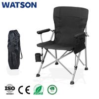 Chaise de camping pliable Watson OEM ODM avec accoudoirs, tissu Oxford 600D, acier carbone, capacité de charge de 120 kg pour l'extérieur