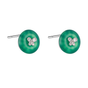 Green Chalcedony Stud Earrings With Zircon Butterfly Design S925 Silver Needle 14k Gold Ear <b>Post</b> <b>Round</b> Geometric Shape - Product Image 5
