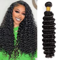 Extensiones de Cabello Virgen Remy 15A, Ondulado Profundo, Doble Trama, Paquete a Granel, 100% Virgen, Permanente, Todos los Colores para Mujer Negra
