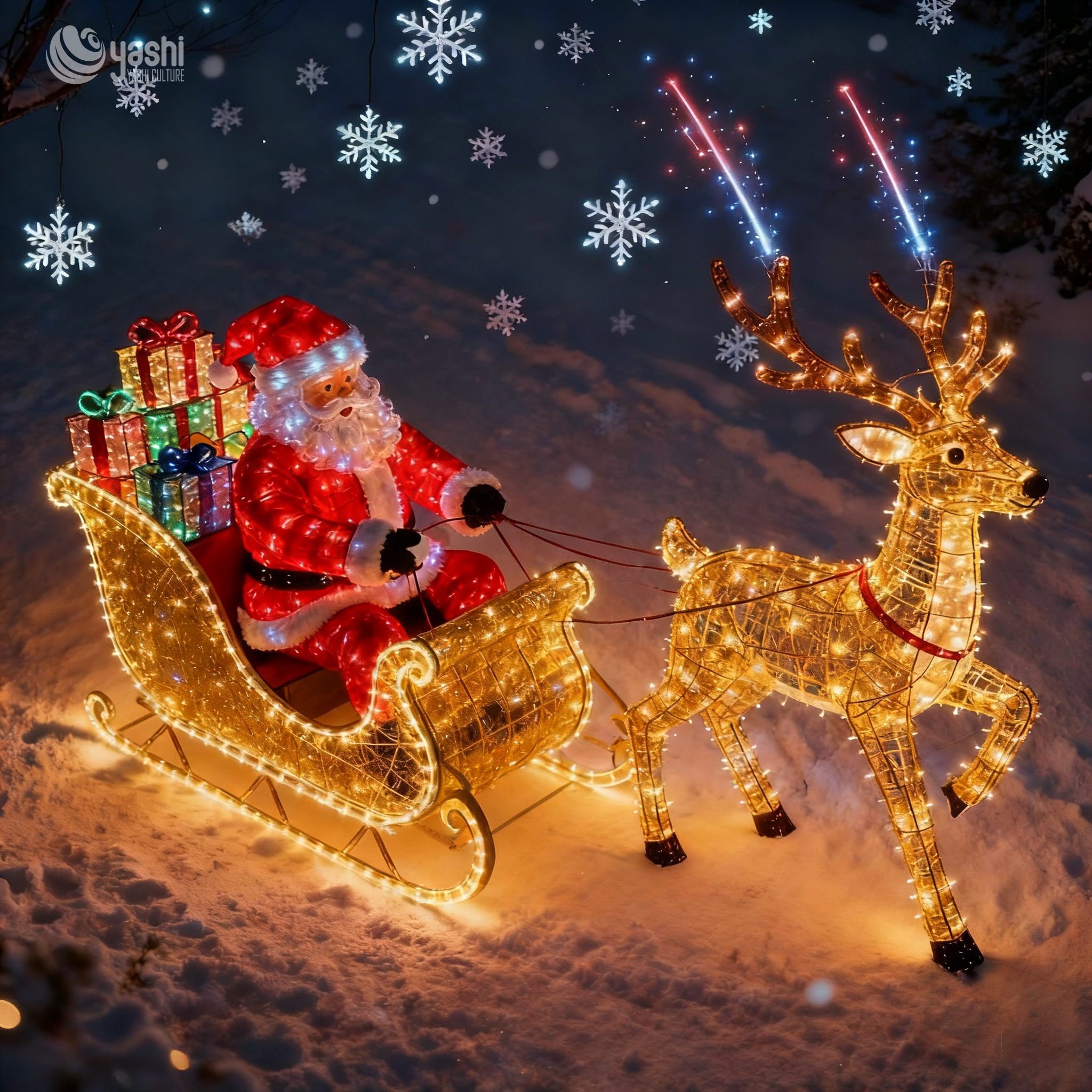 Light Santa Claus Sleigh - Large Outdoor Christmas Decor