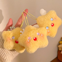 Porte-clés en peluche étoile créative en gros, pendentif étoile à cinq branches mignon pour sac à dos, jouet, breloque, accessoire