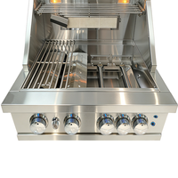 Barbecue à gaz GPL/GN 4 brûleurs haut de gamme en acier inoxydable SS304 intégré et durable pour cuisine extérieure, cour et jardin
