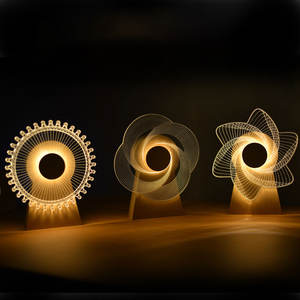 Boîte à musique rotative en bois cadeau créatif USB Rechargeable <span class=keywords><strong>moulin</strong></span> à vent Table lampe de nuit décoration de la maison - Product Image 2