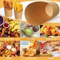 Gobelets en papier biodégradables personnalisés marron et blanc pour frites, à paroi simple, pour fêtes et événements