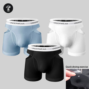 Calzoncillos bóxer largos al por mayor, ropa interior de algodón a cuadros blanca orgánica con logotipo Jacquard personalizado, calzoncillos bóxer para hombre, algodón de alta calidad - Product Image 1