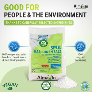 AlmaWin Custom 1 Dishwasher <b>Salt</b> 2Kg Limescale Protection For All Dishwashers Regeneration <b>Salt</b> Vegan Pure <b>Coarse</b> Water Softener - Product Image 5