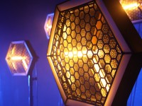 Projecteur Rétro Pixel RGB Stroboscopique DMX512 Hexagonal 3x80W Blanc Chaud pour DJ, Club, TV, Spectacles, Studio, Scène