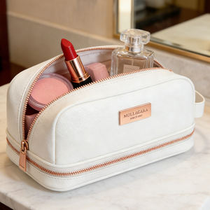 High Quality Luxury Women's Pillow Makeup <strong>Bag</strong> Zipper Closure Customizable Logo Low MOQ Leather Lining Travel <strong>Cosmetic</strong> Pouch <strong>Bag</strong> - Product Image 1