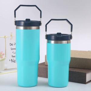 Stainless Steel Car Beverage <b>Cup</b> with Easy Grip Handle, 30oz <b>Double</b> <b>Wall</b> Travel Tumbler for <b>Coffee</b> and Water - Product Image 2