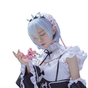 Zixiao Re:Zero Rem Ram Maid Cosplay Costume Women Adult Polyester Dress Set Multiple Sizes - Product Image 5
