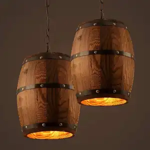 Lámpara de barril de madera para techo, accesorio colgante de barril de vino, iluminación adecuada para Bar, cafetería, luces Atomasphere, lámpara para restaurante