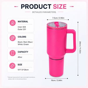 Custom Detachable 40 oz 2-IN-1 Reusable Coffee Travel Mug Leakproof Insulated Stainless Steel Tumbler <b>with</b> Handle and Flip <b>Straw</b> - Product Image 5