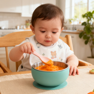 Ensemble de bols pour bébé en acier inoxydable et silicone, sans BPA, avec assiette à ventouse amovible, incassable, vaisselle pour tout-petits et enfants - Product Image 1