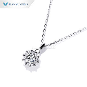 Tianyu Trendy GRA Certified Moissanite Flower Necklace Featuring a Main <b>Stone</b> 925 Sterling Silver 18k Platinum Plating for Women - Product Image 2