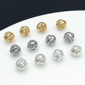 Copper Plated Gold Silver Hollow <b>Ball</b> Spacer Bead For DIY Jewelry Bracelet Accessory 8mm <b>Sphere</b> Design - Product Image 1