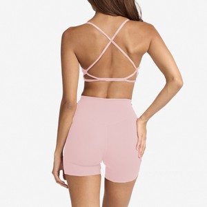 Ensemble <span class=keywords><strong>de</strong></span> yoga 2 pièces pour femme avec soutien-gorge <span class=keywords><strong>de</strong></span> sport rembourré intégré, dos élégant, haute élasticité, short <span class=keywords><strong>de</strong></span> fitness sculptant les fesses, tenue <span class=keywords><strong>de</strong></span> sport - Product Image 2