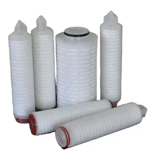 Cartucho de filtro plissado de fibra de vidro de camada única de alta qualidade 100um 30 polegadas silicone O-ring 222 tampa plana