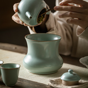 Cuenco de porcelana Guanlan Tianqing Ru Kiln Jianshui para lavado de té, cuenco de agua, cesta para desechos de té, accesorios retro para el juego de té de preparación en seco - Product Image 1