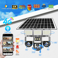Système de sécurité avec caméra solaire 6MP à triple objectif 4G/WiFi avec détection de mouvement et alarmes