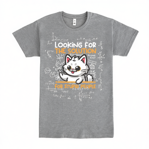 Looking For The Solution Cat Math Design Camiseta gris unisex mediana - Product Image 2