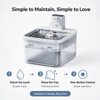 Fontaine à eau pour animaux de compagnie en acier inoxydable, à circulation automatique avec indicateur de niveau d'eau, réservoir translucide givré pour chats et chiens