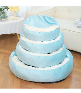 Couvre-nid en coquille de chenil écologique deux-en-un confortable et doux en peluche pour chat et chien avec motif solide en feutre - Product Image 1