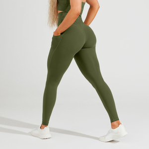 Échantillon gratuit d'usine, <span class=keywords><strong>Legging</strong></span> de sport et <span class=keywords><strong>yoga</strong></span> pour <span class=keywords><strong>femme</strong></span>, taille haute, coupe en V, effet push-up, sans couture, avec poche - Product Image 5